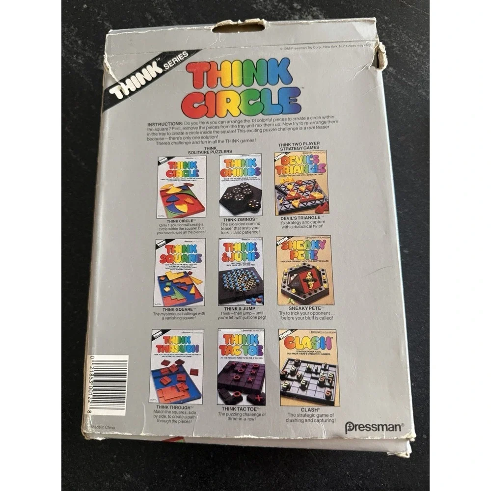 Vtg 1980s Pressman‎ THINK Puzzle Lot (4) Ominos, Circle, Tac Toe & Think & Jump